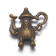 Tibetan Style Alloy Pendants, Kettle, Antique Bronze, Lead Free and Cadmium Free, 18.5x17x5mm, Hole: 2mm(X-PALLOY-A10581-AB)