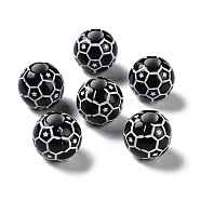 Spray Printed Opaque Acrylic Beads, Round, White, 11.5x10.5mm, Hole: 3.5mm, about 1000pcs/500g(SACR-P031-29B-01)
