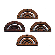 Natural Walnut Wood Chandelier Components Links, Half Round, Saddle Brown, 13x25x2mm, Hole: 1.5mm(WOOD-N011-001)