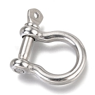 304 Stainless Steel D-Ring Anchor Shackle Clasps, Stainless Steel Color, 25x26x7.5mm(STAS-H142-06P)
