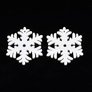 Christmas Theme Spray Painted Wood Pendants, Snowflake, White, 50x43x2.5mm, Hole: 1.6mm(WOOD-N005-32)