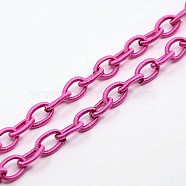 Handmade Nylon Cable Chains Loop, Oval, Flamingo, 8~9x11~13x2mm, about 85cm/strand, 33.5 inch(EC-A001-03)