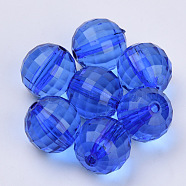Transparent Acrylic Beads, Faceted, Round, Blue, 8x8mm, Hole: 1.5mm, about 177pcs/50g(X-TACR-Q254-8mm-V44)
