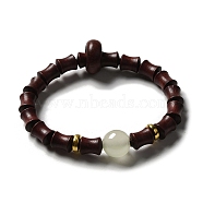 Blood Sandalwood Bamboo Joint Beaded Stretch Bracelet, Synthetic Luminous Mala Beads Bracelet for Women, Coconut Brown, Inner Diameter: 2-1/4 inch(5.8cm)(BJEW-B080-13C)