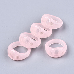 Resin Finger Rings, Imitation Jelly, Pink, US Size 7(17.3mm)(X-RJEW-N033-008-C02)
