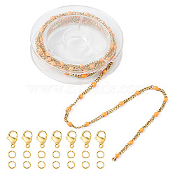 DIY Chain Bracelet Necklace Making Kit, Iincluding Golden 304 Stainless Steel Enamel Curb Chains & Jump Rings & Clasps, FireBrick, Chain: 2.5x2x0.8mm, 1M/set(DIY-TA0006-12B)