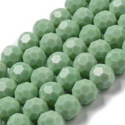 Opaque Glass Beads Stands, Faceted(32 Facets), Round, Dark Sea Green, 10mm, Hole: 1.8mm, about 66~68pcs/strand, 24.02''~24.13''(61~61.3cm)(EGLA-A035-P10mm-D20)