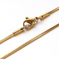 304 Stainless Steel Snake Chains Necklaces, with Lobster Clasps, Golden, 17.7 inch(45cm), 1mm(NJEW-O058-24G)