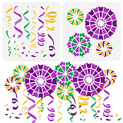 Flower & Ribbon PET Hollow Out Drawing Painting Stencils, for DIY Scrapbook, Photo Album, Mixed Shapes, 150x150mm, 2pcs/set(DIY-WH0394-0156)