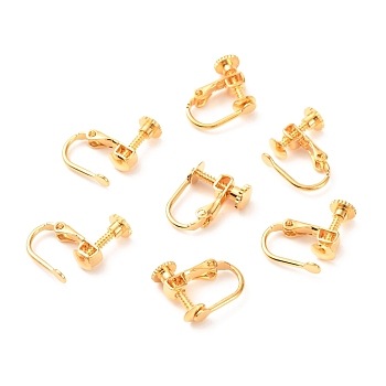 Brass Clip-on Earring Findings, Long-Lasting Plated, Real 18K Gold Plated, 14x12x5mm