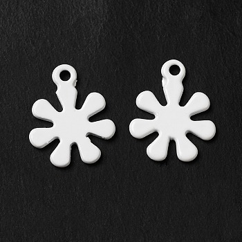 Spray Painted 201 Stainless Steel Charms, Flower Charm, White, 11.5x9x0.5mm, Hole: 1mm