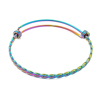 Twist Stainless Steel Bangles, Rainbow Color, Inner Diameter: 2-1/8 inch(5.5cm)