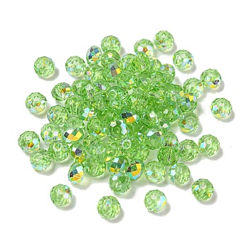 Electroplate Glass Beads, Rondelle, Lime, 6x4mm, Hole: 1.4mm, 100pcs/bag