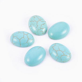 Synthetic Turquoise Cabochons, Oval, Turquoise, 14~15x10~11x5mm