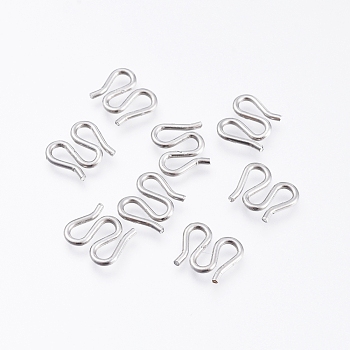 304 Stainless Steel M Clasps, Stainless Steel Color, 8x9x1mm