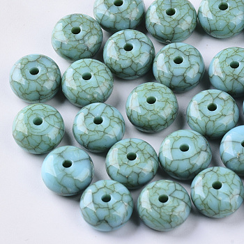 Acrylic Beads, Imitation Turquoise Style, Rondelle, Turquoise, 13x7mm, Hole: 2mm