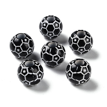 Spray Printed Opaque Acrylic Beads, Round, White, 11.5x10.5mm, Hole: 3.5mm, about 1000pcs/500g