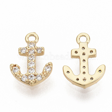 Brass Micro Pave Cubic Zirconia Charms(ZIRC-T011-06G-NF)-2