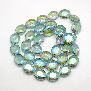 Facettierten galvanisieren Kristallglas Oval Perlen Stränge(EGLA-F059B-10)-2