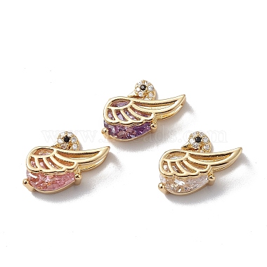 Real 18K Gold Plated Mixed Color Duck Brass+Cubic Zirconia Charms