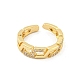 Chain Brass Micro Pave Clear Cubic Zirconia Open Cuff Rings(RJEW-G309-15G)-2