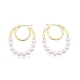 ABS Plastic Imitation Pearl Beaded Double Oval Hoop Earrings(EJEW-P205-13G)-1