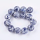 Perles en porcelaine bleue et blanche manuelles(PORC-G002-38)-1