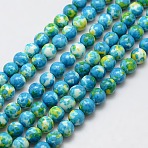 Synthetic Ocean White Jade Beads Strands, Dyed, Round, Dodger Blue, 8mm, Hole: 1mm, about 48~52pcs/strand, 15.35 inch(G-L019-8mm-06)