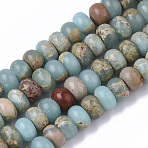 Synthetic Aqua Terra Jasper Beads Strands, Impression Jasper, Rondelle, 6x4mm, Hole: 0.8mm, about 102~103pcs/strand, 15.94 inch(40.5cm)(G-S366-013B-01)