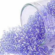 TOHO Round Seed Beads, Japanese Seed Beads, (107) Transparent Luster Light Sapphire, 11/0, 2.2mm, Hole: 0.8mm, about 1110pcs/10g(X-SEED-TR11-0107)