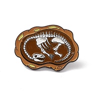 Dinosaur Enamel Pin, Electrophoresis Black Plated Alloy Lapel Pin Brooch for Backpack Clothes, Dark Goldenrod, 25x34.5x1.5mm(JEWB-E016-08EB-06)