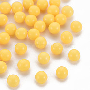 Opaque Acrylic Beads, No Hole, Round, Yellow, 4mm, about 1400pcs/50g(X-MACR-S373-62A-03)