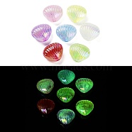 Luminous UV Plating Rainbow Iridescent Acrylic Beads, Glow in the Dark Beads, Shell Shape, Mixed Color, 18x21x13mm, Hole: 2.5mm(OACR-O008-08)