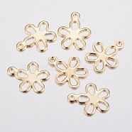 304 Stainless Steel Charms, Flower, Golden, 14x11x0.8mm, Hole: 1.2mm(STAS-H436-43)