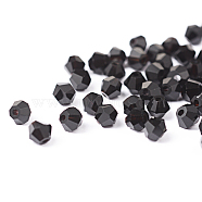 Imitation Crystallized Glass Beads, Transparent, Faceted, Bicone, Black, 4x3.5mm, Hole: 1mm about 720pcs/bag(G22QS102)