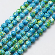 Synthetic Ocean White Jade Beads Strands, Dyed, Round, Dodger Blue, 8mm, Hole: 1mm, about 52pcs/strand, 15.35 inch(G-L019-8mm-06)