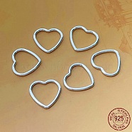 Rack Plating 925 Sterling Silver Linking Rings, Heart Connector, Silver, 9.4x10x0.9mm(STER-NH0001-38A-S)