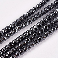 Non-Magnetic Synthetic Hematite Beads Strands, Faceted, Black, Round, 3x3mm, Hole: 1mm(G-Q410)