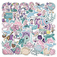 50Pcs Ocean Theme PVC Self-Adhesive Cartoon Stickers, Waterproof Sea Animal Decals for Kid's Art Craft, Mixed Color, 40~60mm(WG76863-01)