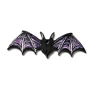Halloween Acrylic Big Pendants, for DIY Earring Findings, Bat, Black, 17.5x50x2.5mm, Hole: 1.8mm(SACR-G017-03)