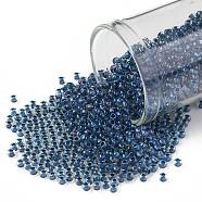 TOHO Round Seed Beads, Japanese Seed Beads, (188) Inside Color Luster Crystal/Capri Blue Lined, 11/0, 2.2mm, Hole: 0.8mm, about 5555pcs/50g(SEED-XTR11-0188)