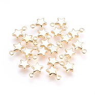 Brass Charms, Star, Nickel Free, Real 18K Gold Plated, 10x7x2mm, Hole: 1.4mm(X-KK-R037-242G)