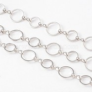 3.28 Feet Brass Handmade Chains, Unwelded, Platinum,  about 8 and 10mm in diameter,  1mm thick(X-CHR024-CK142-NF)