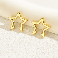 Elegant Geometric Clip-on Earrings for Women, Gold Plated, No Piercing Needed, Star(VR3458)