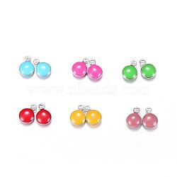 304 Stainless Steel Enamel Charms, Enamelled Sequins, Flat Round, Mixed Color, 8.5x6x3mm, Hole: 1mm(STAS-N0013-10P)
