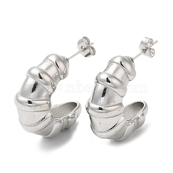 304 Stainless Steel Croissant Stud Earrings, Stainless Steel Color, 26x10mm(EJEW-B026-15P)
