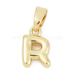 Brass Charms, Letter, Cadmium Free & Lead Free, Long-Lasting Plated, Rack Plating, Letter R, 10x6.5x2.5mm, Hole: 3x5mm(KK-G522-54R-G)