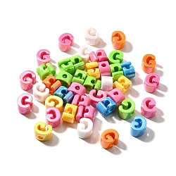 UV Plating Opaque Acrylic Beads, Iridescent, Letter, Letter G, 18.5~22.5x12~20x13~14mm, Hole: 6mm(SACR-Z007-01G)