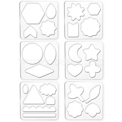 Acrylic Earring Handwork Template, Card Leather Cutting Stencils, Square, Clear, Geometric Pattern, 152x152x4mm, 6 styles, 1pc/style, 6pcs/set(TOOL-WH0153-006)
