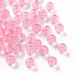 Transparent Acrylic Beads, Round, Hot Pink, 6x5mm, Hole: 1.8mm, about 4400pcs/500g(MACR-S370-A6mm-704)